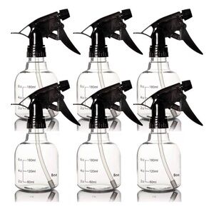 Set of Six Clear Plastic Spray Bottles 8 ounce (NEW)